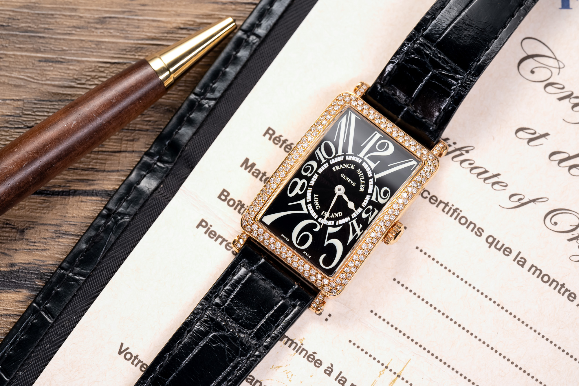 Franck Muller Long Island Chế tác Vàng Hồng 18K Đính Kim Cương Tự Nhiên Chính Hãng